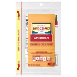 Land O'Lakes Yellow Deli American Cheese, Packaged Sliced Cheese, 8oz, 10 Slices