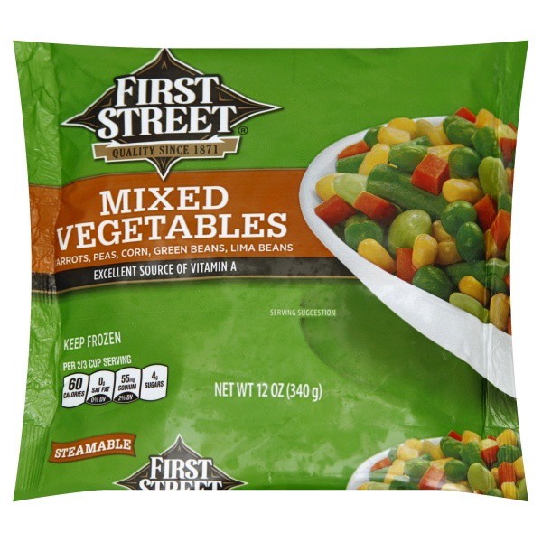 slide 1 of 1, First Street Steamable Mixed Vegetables, 12 oz