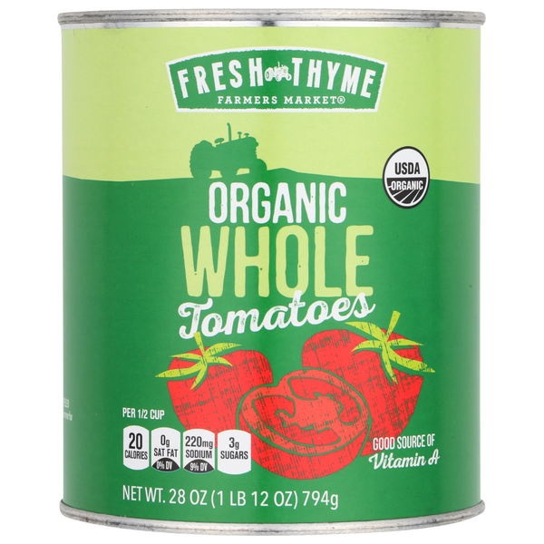 slide 1 of 1, Fresh Thyme Organic Whole Peeled Tomatoes, 1 ct