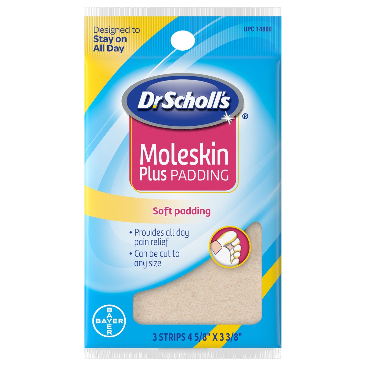 slide 1 of 1, Dr. Scholl's Moleskin Plus Padding Soft Padding, 3 ct