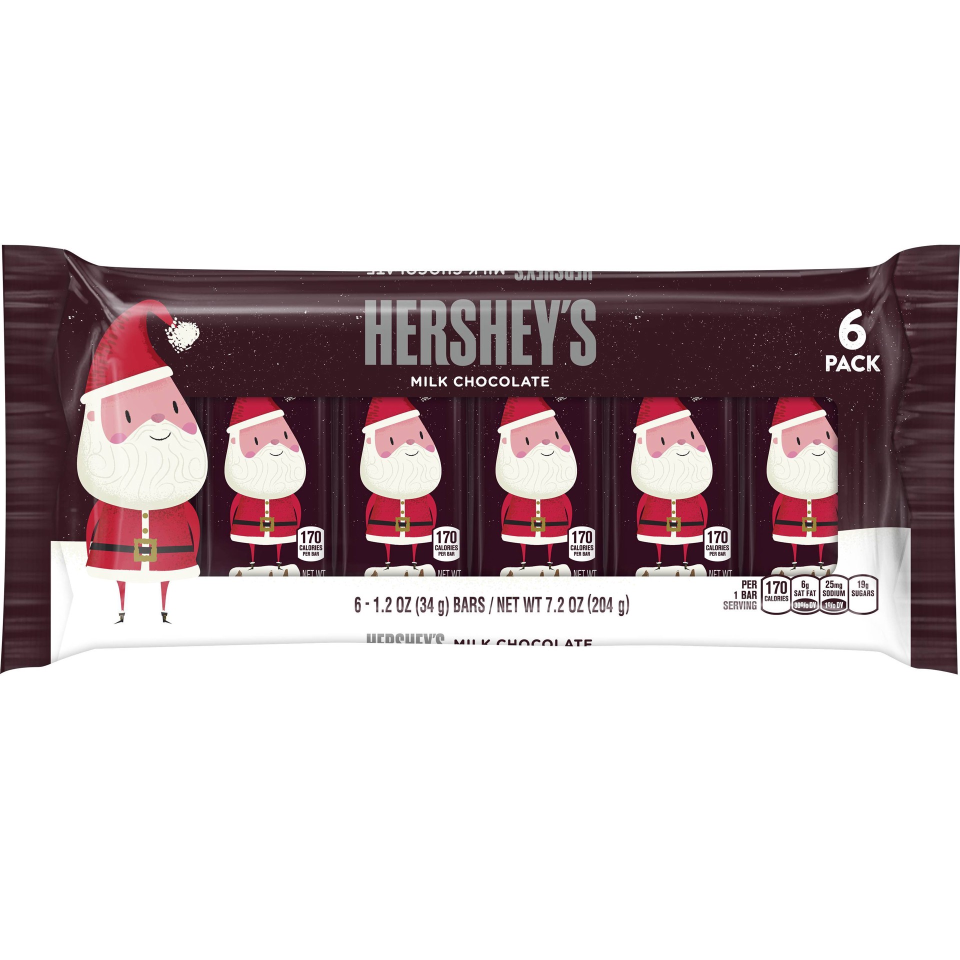 slide 1 of 4, Hershey's Holiday Milk Chocolate Santa Bars, 6 ct; 7.2 oz