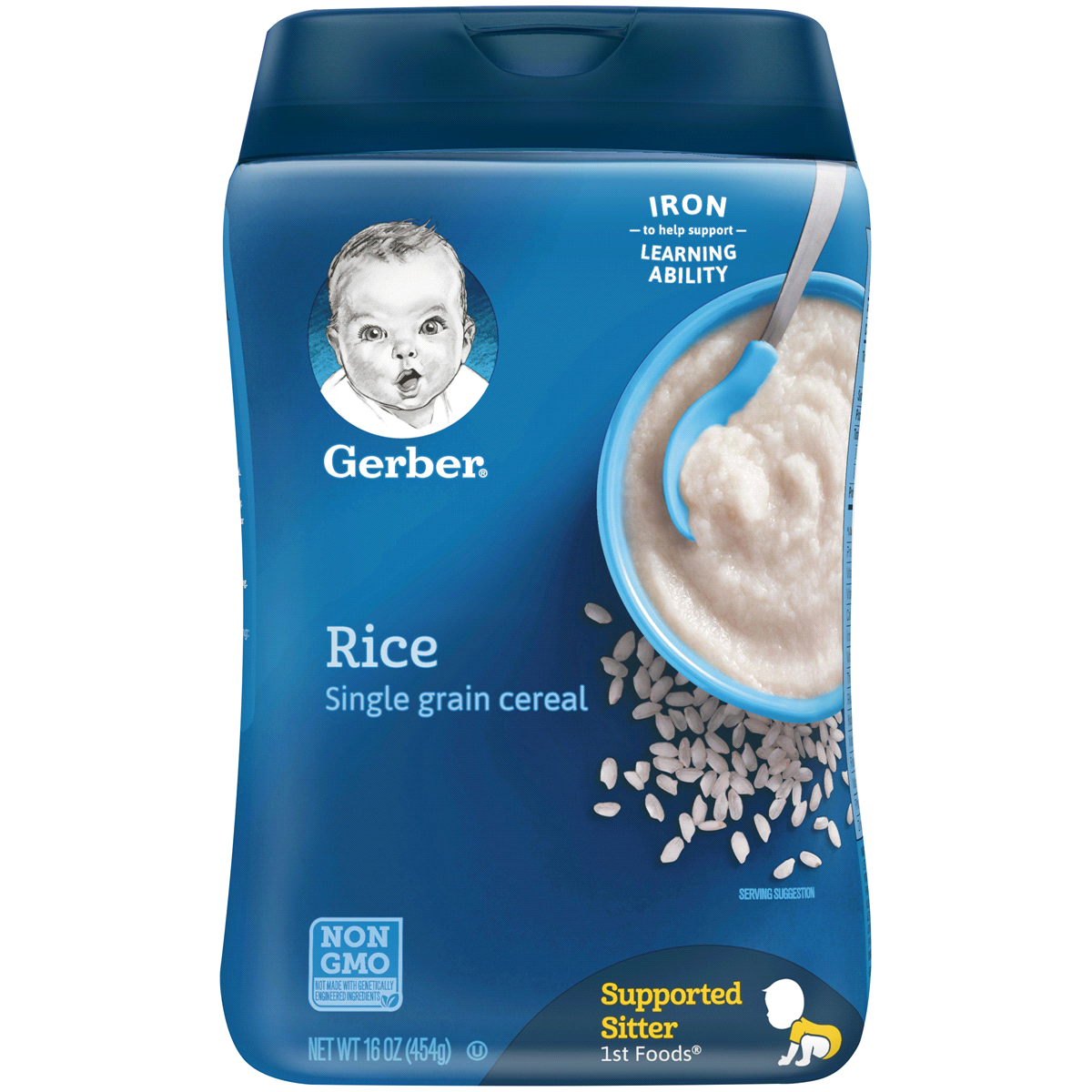 slide 1 of 1, Gerber Rice Cereal Single Grain, 16 oz