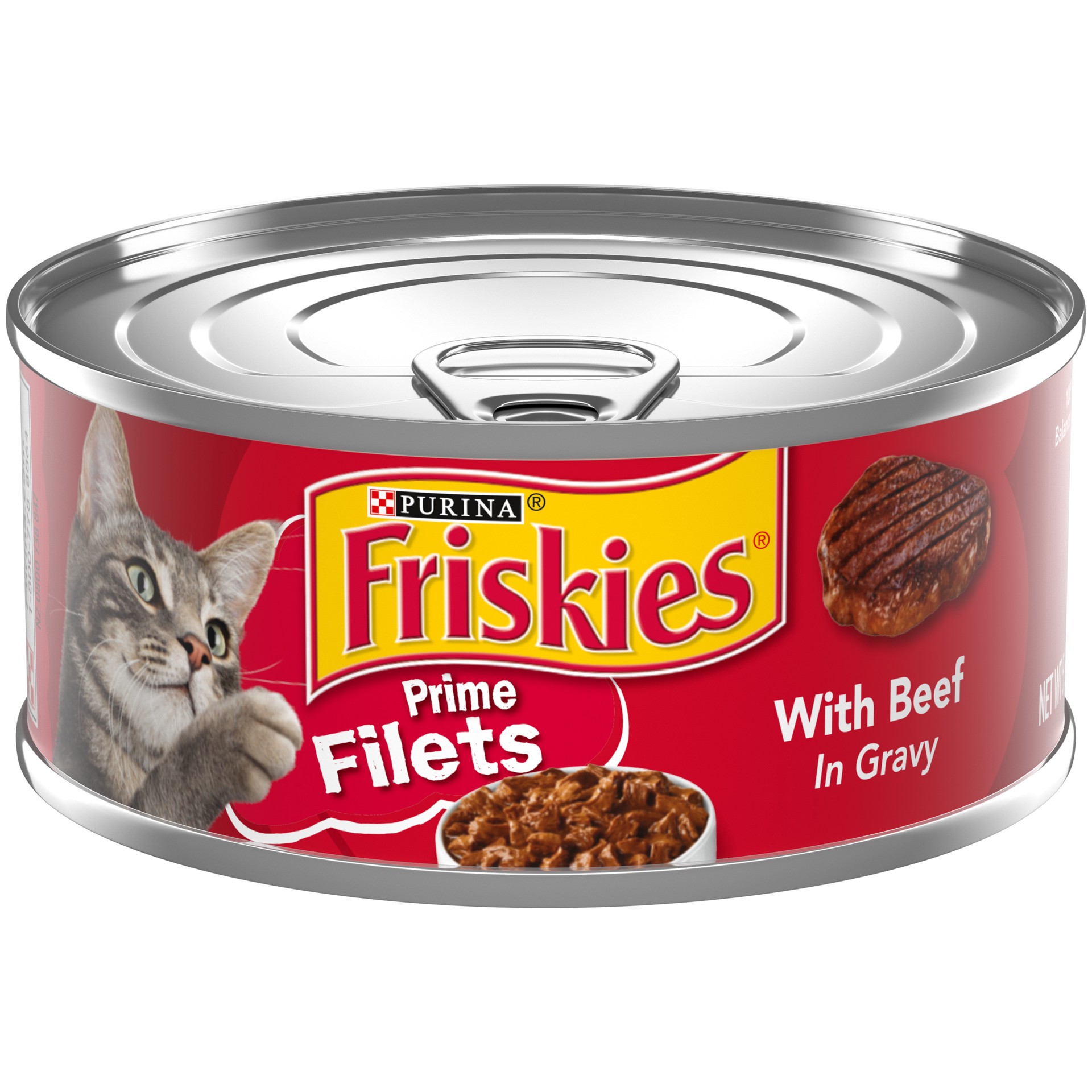 slide 1 of 7, Friskies Purina Friskies Gravy Wet Cat Food, Prime Filets With Beef in Gravy, 5.5 oz