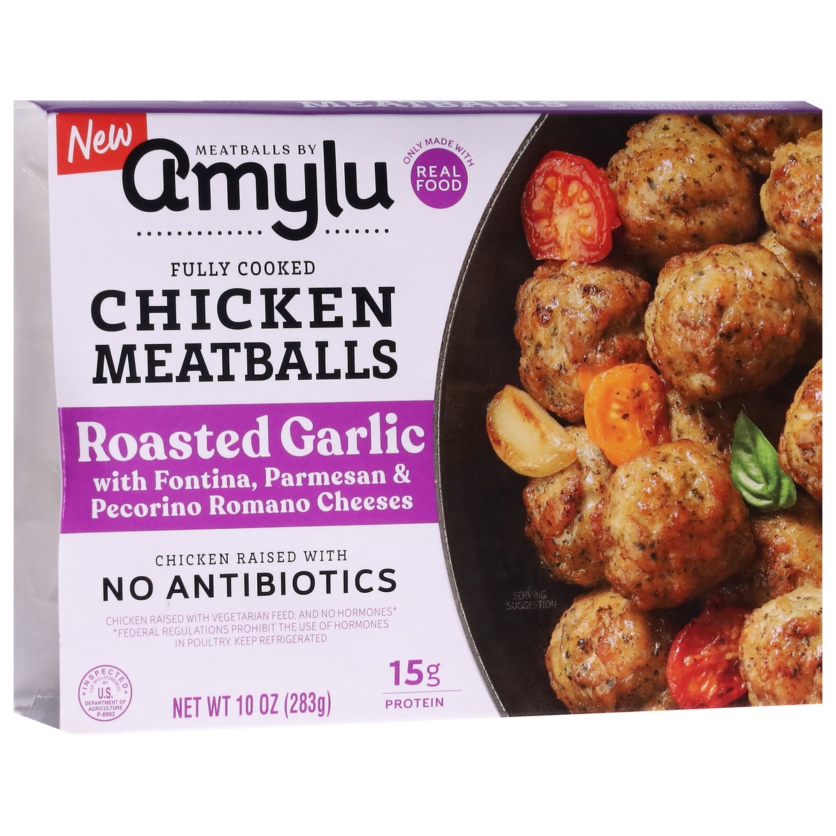 slide 4 of 13, Amylu Foods Roasted Garlic Chicken Meatballs 10 oz, 10 oz