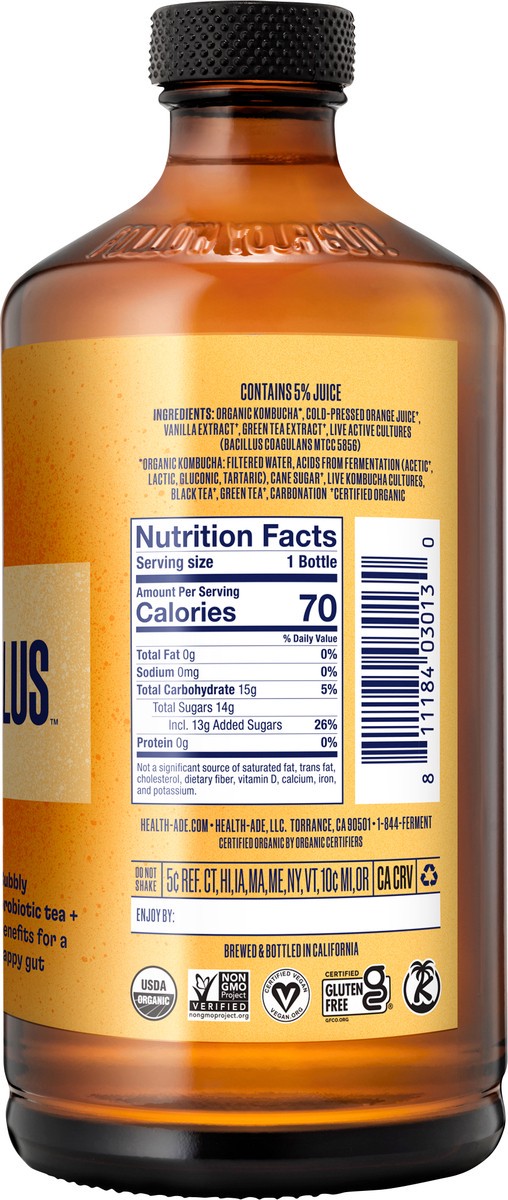 slide 3 of 9, Health-Ade Plus Happy Vanilla Orange Kombucha - 16 fl oz, 16 fl oz