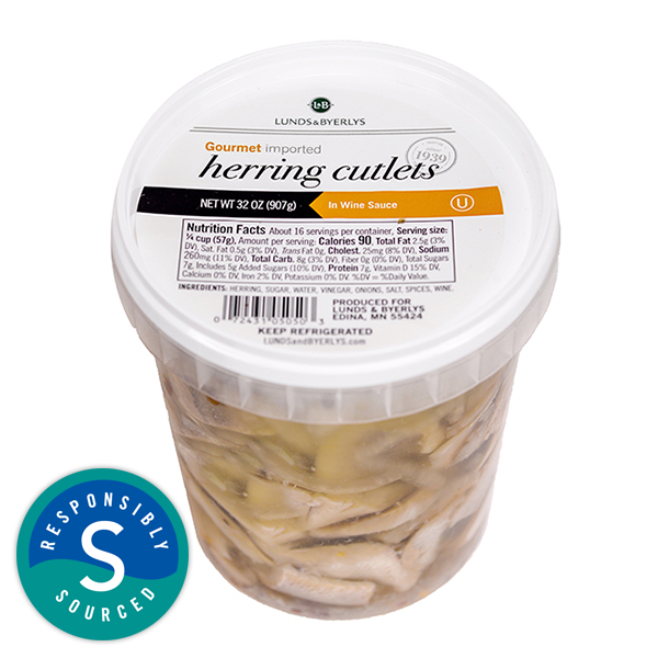 slide 1 of 1, L&B Lunds  Byerlys Lunds & Byerlys L&B Herring Cutlets In Wine Sauce, 32 oz