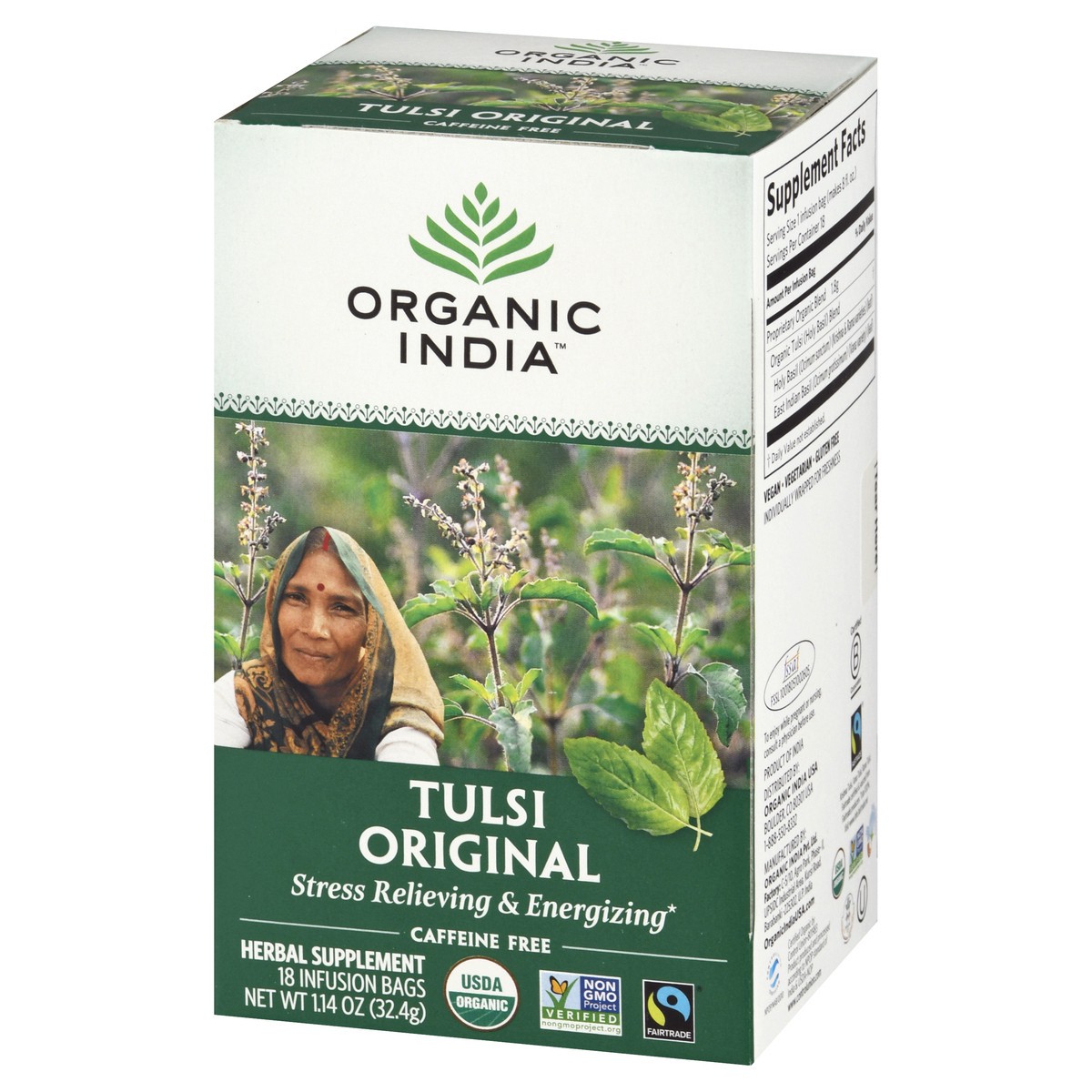 slide 2 of 12, Organic India Caffeine Free Infusion Bags Tulsi Original Herbal Supplement 18 ea, 18 ct