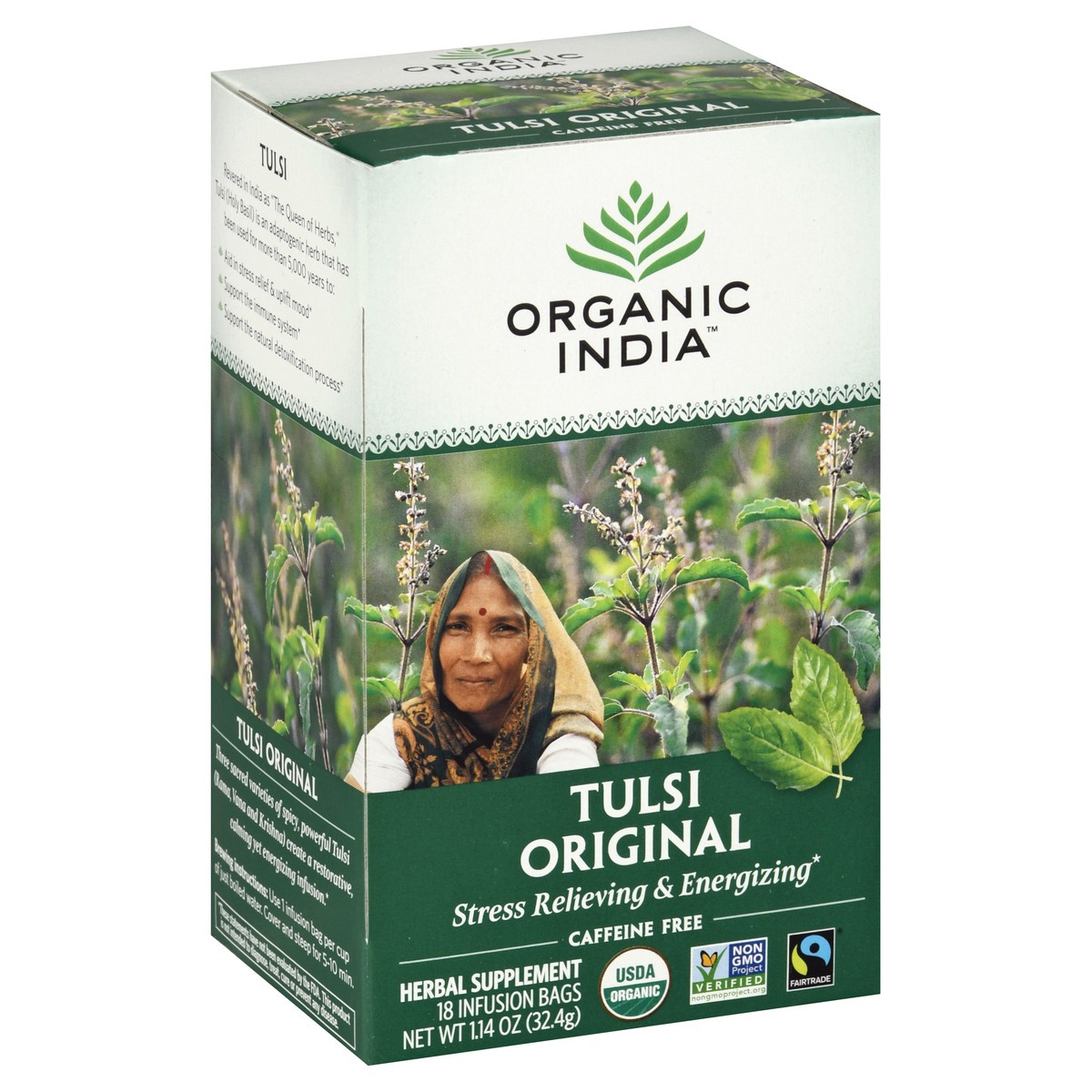 slide 11 of 12, Organic India Caffeine Free Infusion Bags Tulsi Original Herbal Supplement 18 ea, 18 ct