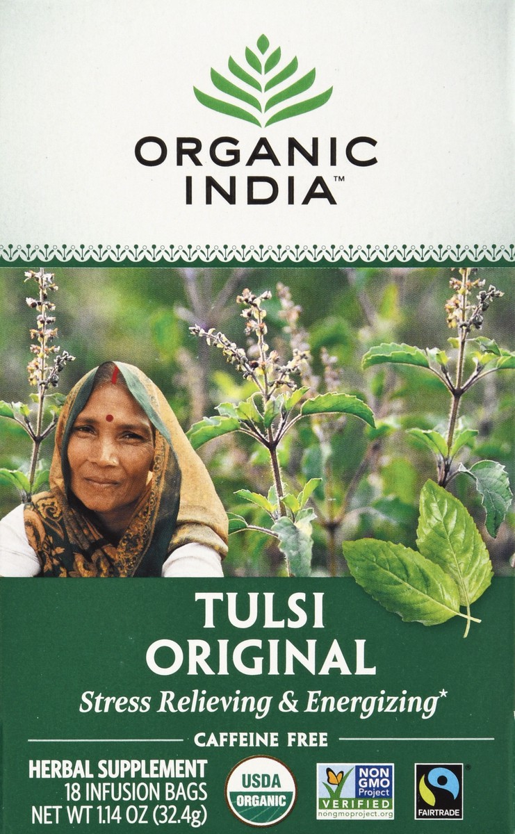 slide 6 of 12, Organic India Caffeine Free Infusion Bags Tulsi Original Herbal Supplement 18 ea, 18 ct