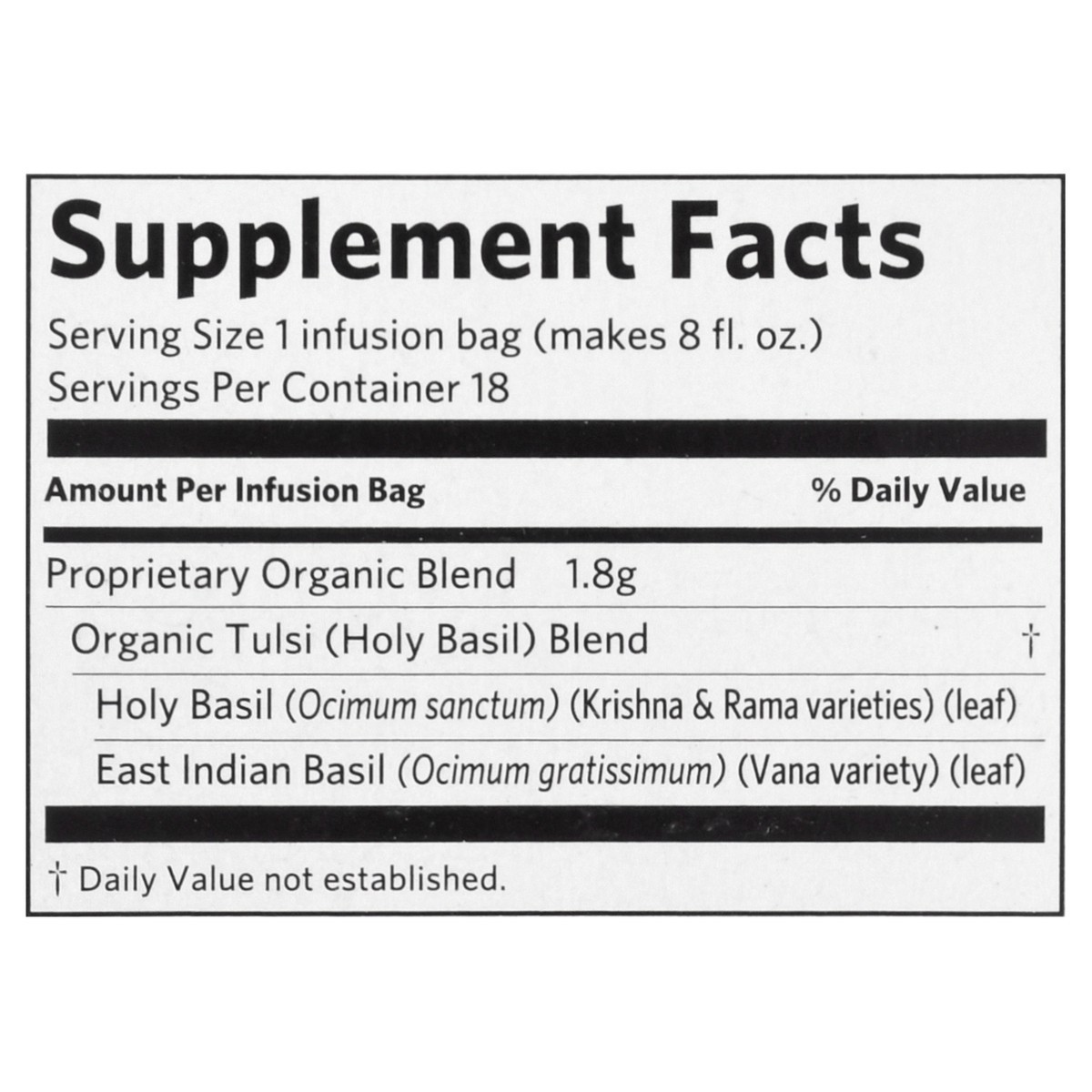 slide 7 of 12, Organic India Caffeine Free Infusion Bags Tulsi Original Herbal Supplement 18 ea, 18 ct