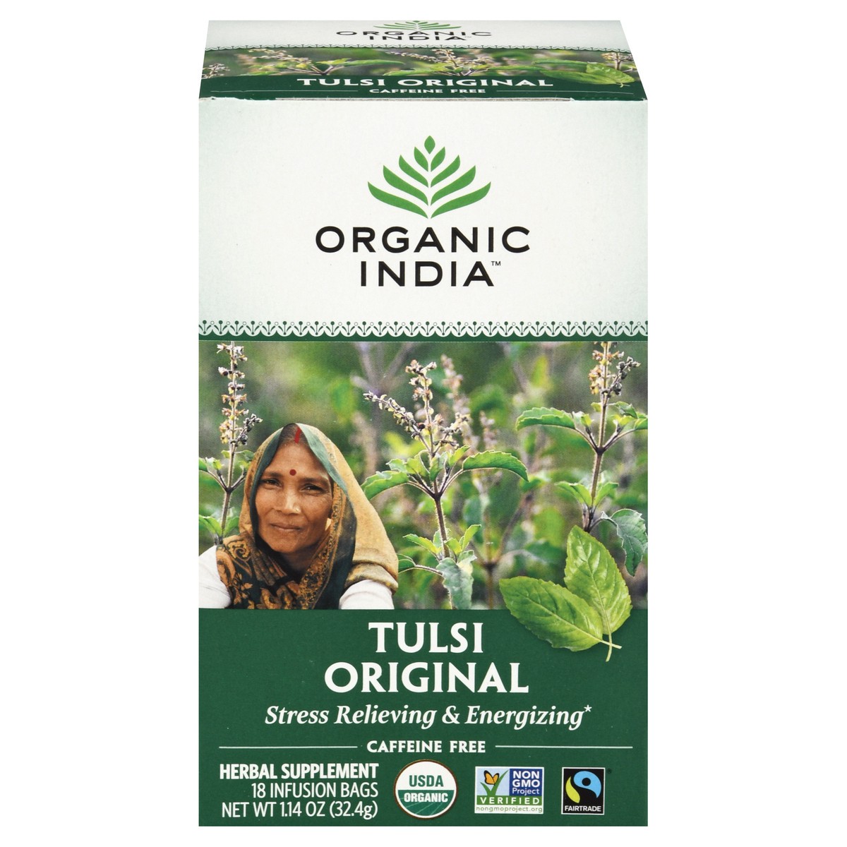 slide 1 of 12, Organic India Caffeine Free Infusion Bags Tulsi Original Herbal Supplement 18 ea, 18 ct