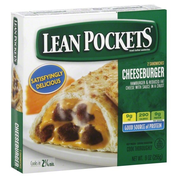 slide 1 of 1, Lean Pockets Cheeseburger Stuffed Sandwiches, 9 oz