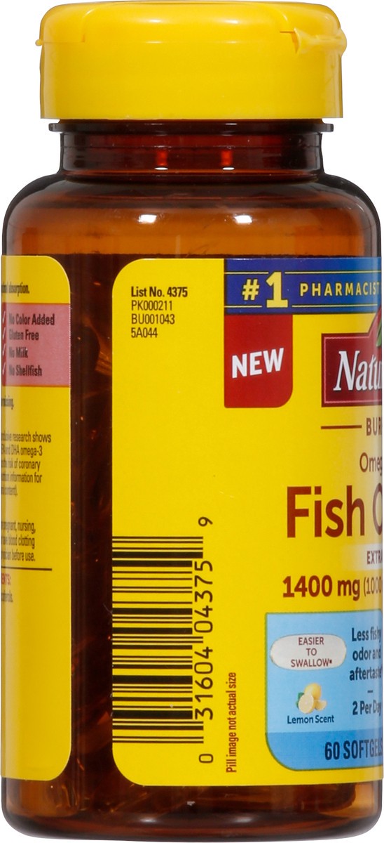 slide 5 of 9, Nature Made Extra Strength Burp Less Omega 3 Fish Oil 1400 mg Minis, Fish Oil Supplements as Ethyl Esters for Healthy Heart, Brain and Eyes Support, Omega 3 Supplement, 60 Softgels, 30 Day Supply, 60 ct