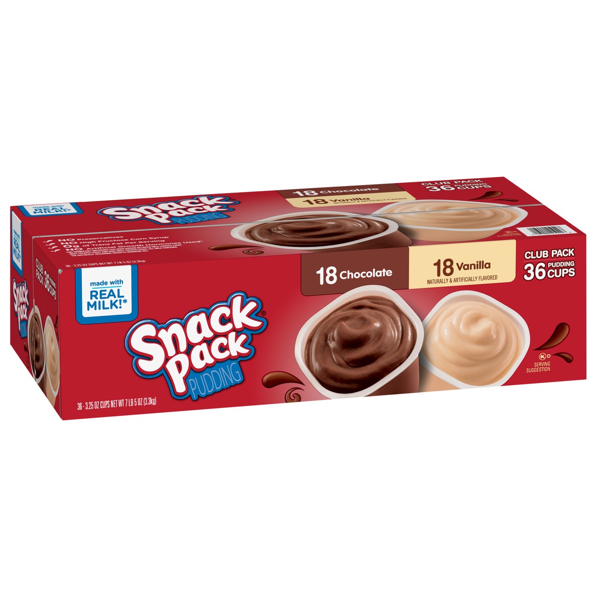 slide 7 of 7, Snack Pack Chocolate/Vanilla Pudding Club Pack 36 - 3.25 oz Cups, 36 ct