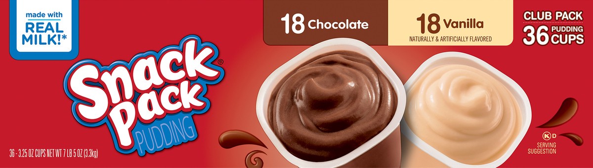 slide 2 of 7, Snack Pack Chocolate/Vanilla Pudding Club Pack 36 - 3.25 oz Cups, 36 ct