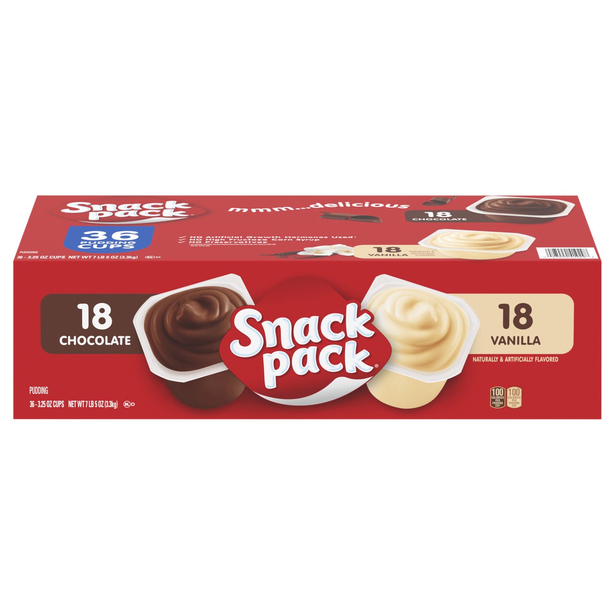 slide 1 of 7, Snack Pack Chocolate Pudding and Vanilla Pudding, 3.25 oz Pudding Cups, 4 Count Pack, 36 ct