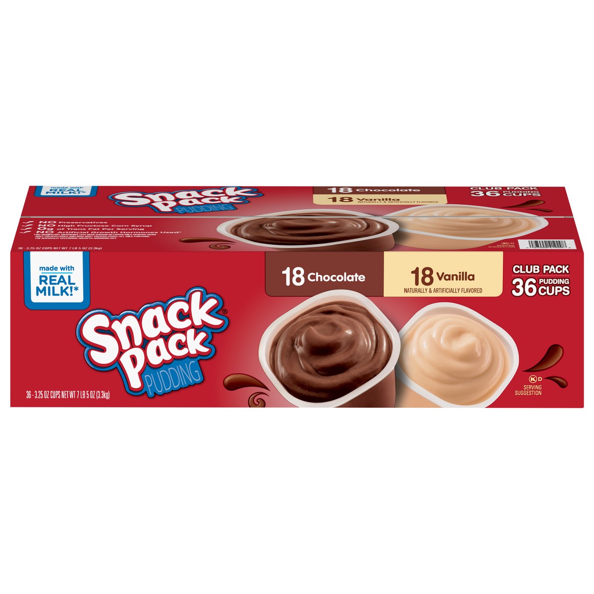 slide 1 of 7, Snack Pack Chocolate/Vanilla Pudding Club Pack 36 - 3.25 oz Cups, 36 ct