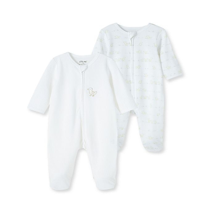 slide 1 of 1, Little Me Newborn Duck Pond Footies - White, 2 ct