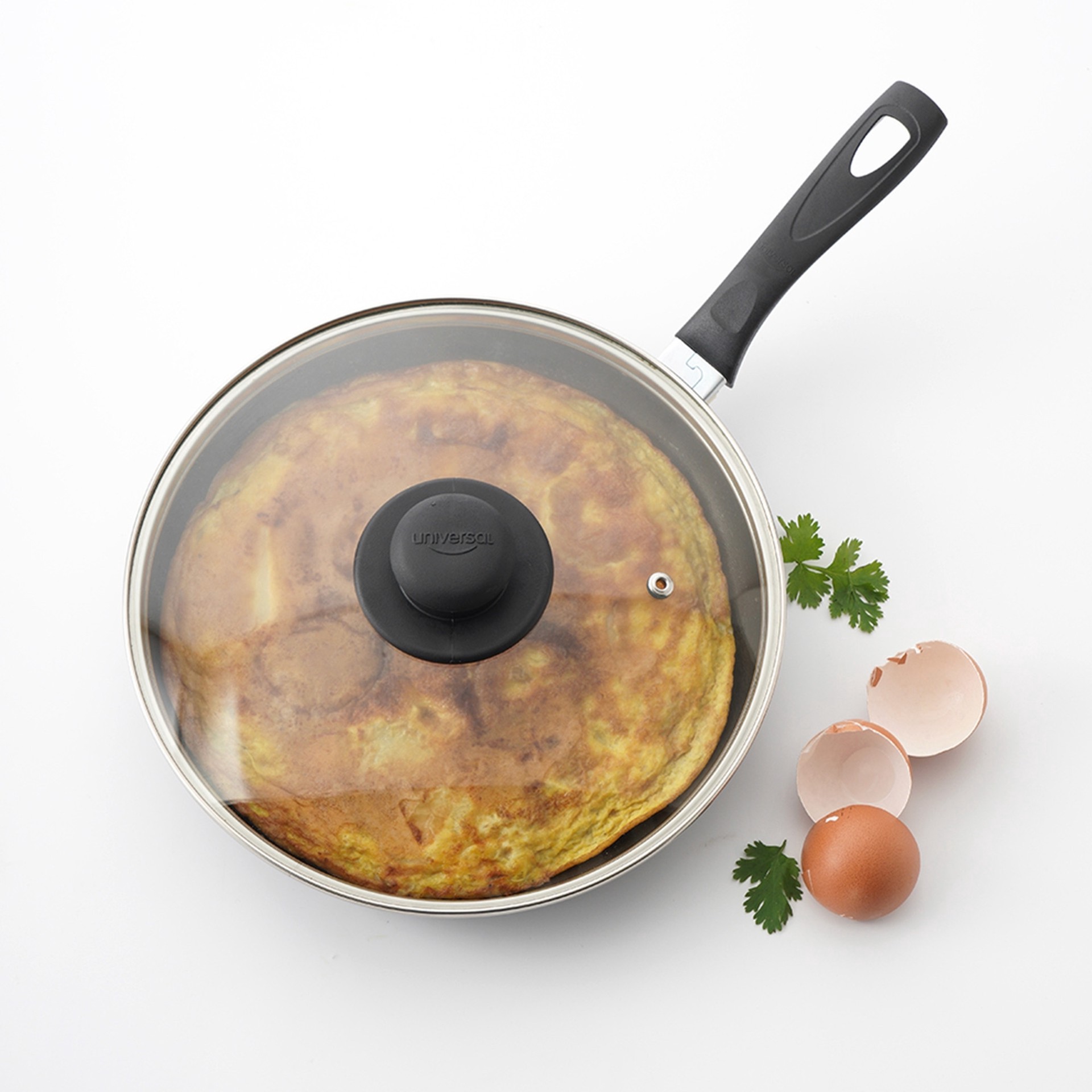 slide 1 of 1, Univrs Non Stick Fypan/Glass Lid, 24 cm