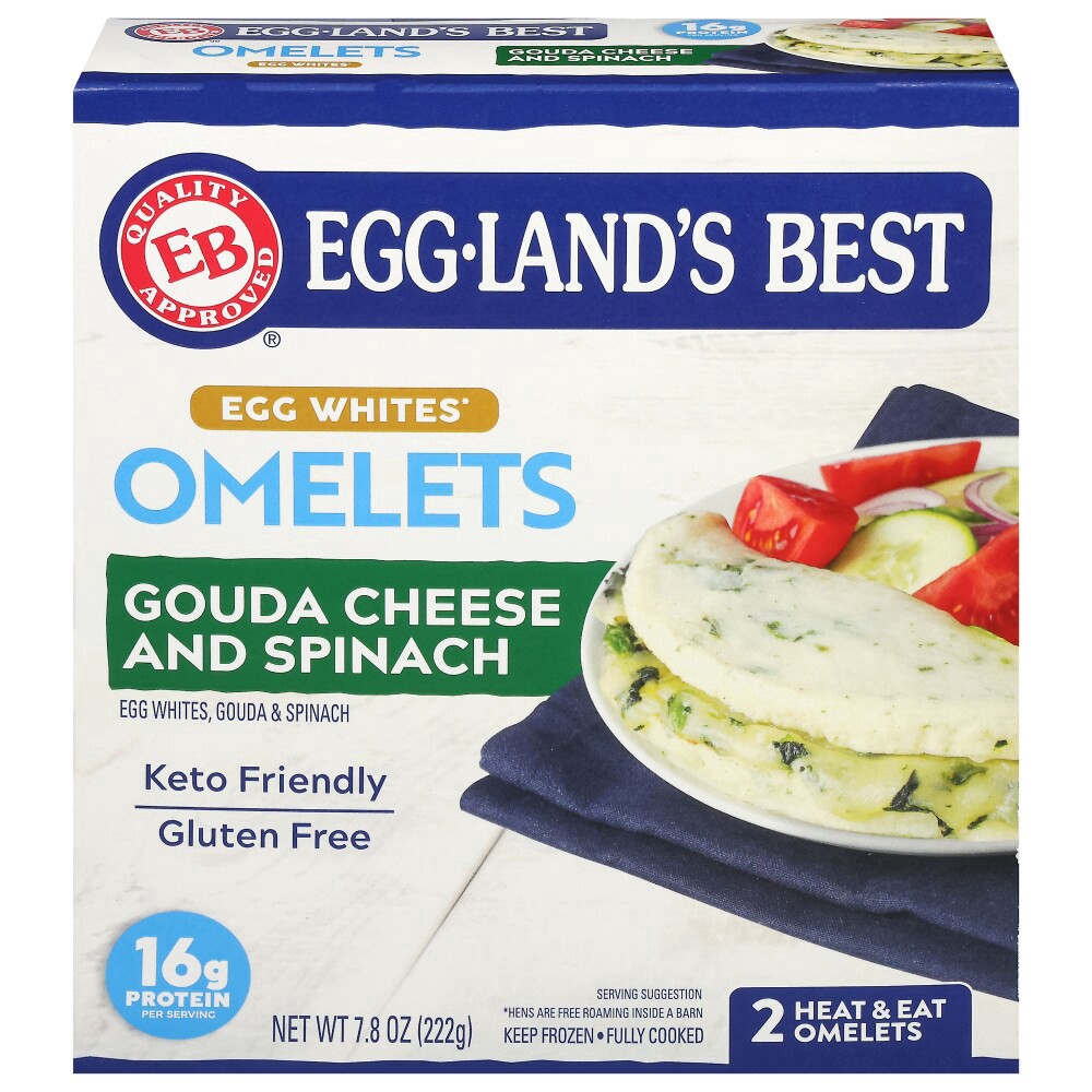 slide 1 of 6, Eggland's Best Egg Whites Gouda Cheese and Spinach Omelets 7.8 oz, 7.8 oz