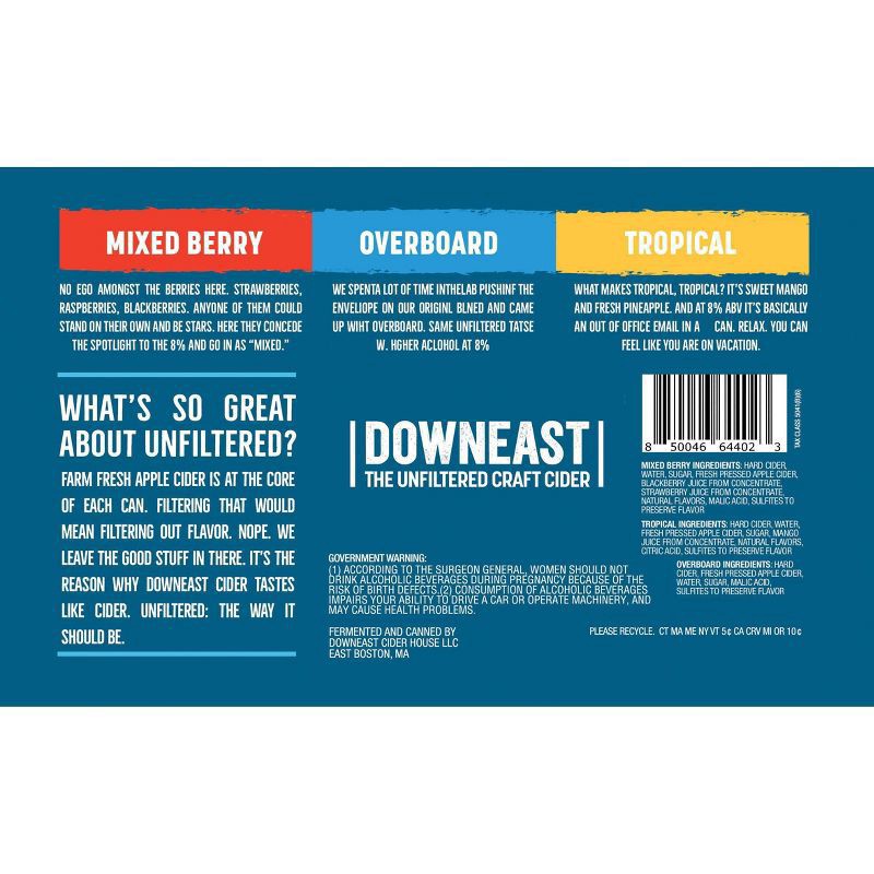 slide 2 of 4, Downeast Cider House Downeast Overboard Mix Pack High High ABV Cider Mix Pack - 9pk/12 fl oz Cans, 9 ct, 12 fl oz