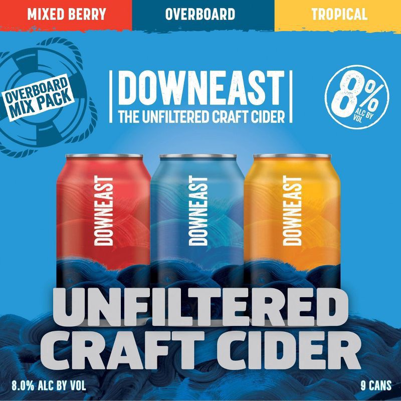 slide 3 of 4, Downeast Cider House Downeast Overboard Mix Pack High High ABV Cider Mix Pack - 9pk/12 fl oz Cans, 9 ct, 12 fl oz