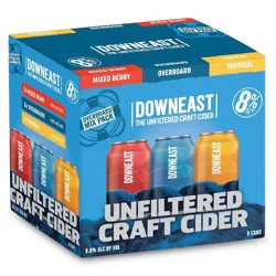 Downeast Mixed Berry/Overboard/Tropical Mix Pack Craft Cider - 9 Cans