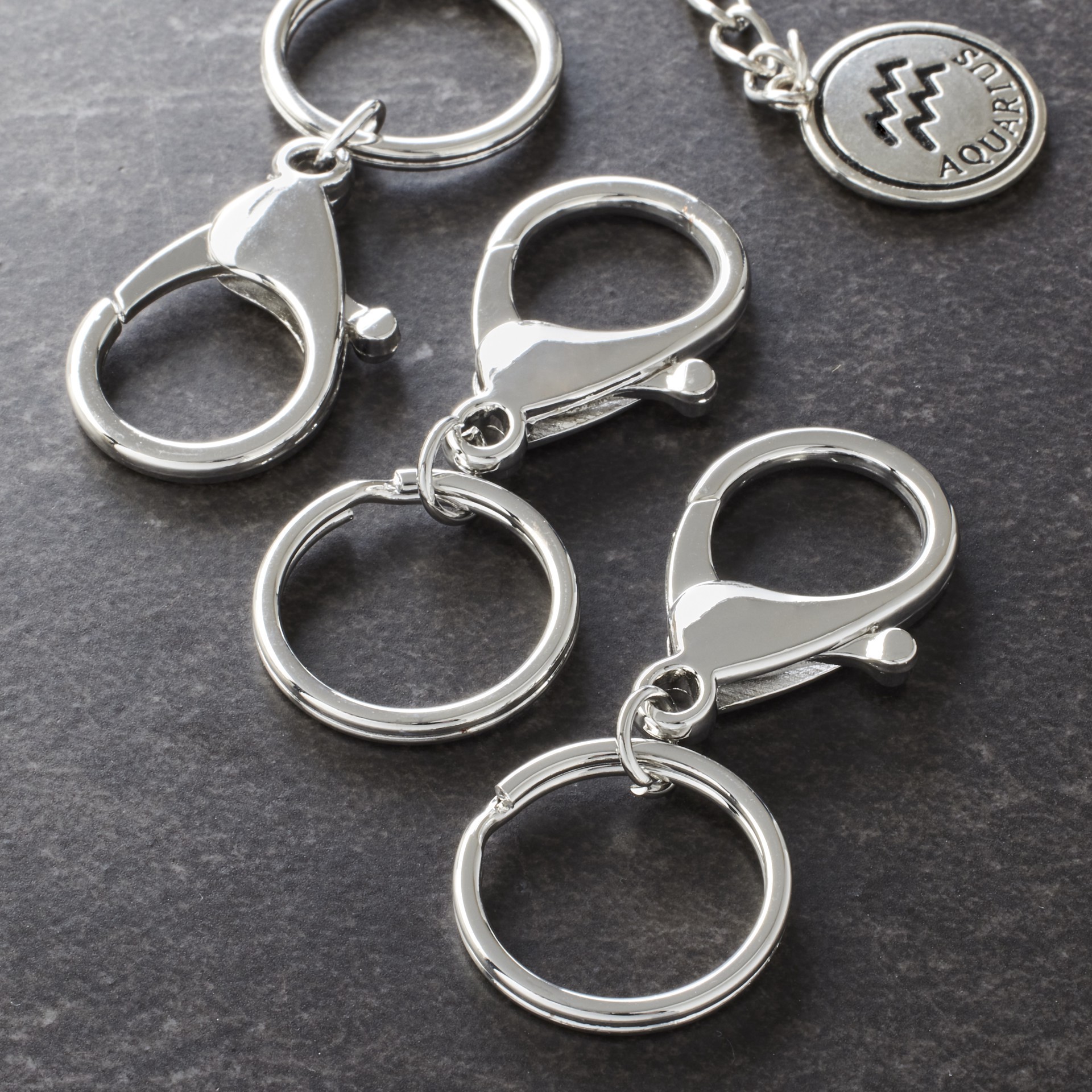 slide 2 of 2, Premium Metals Rhodium Keyring Lobsters By Bead Landing, 36mm