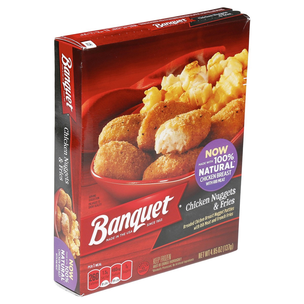 slide 2 of 7, Banquet Basic Chicken Nuggets and Fries Frozen Single Serve Meal, 4.85 Ounce, 4.85 oz