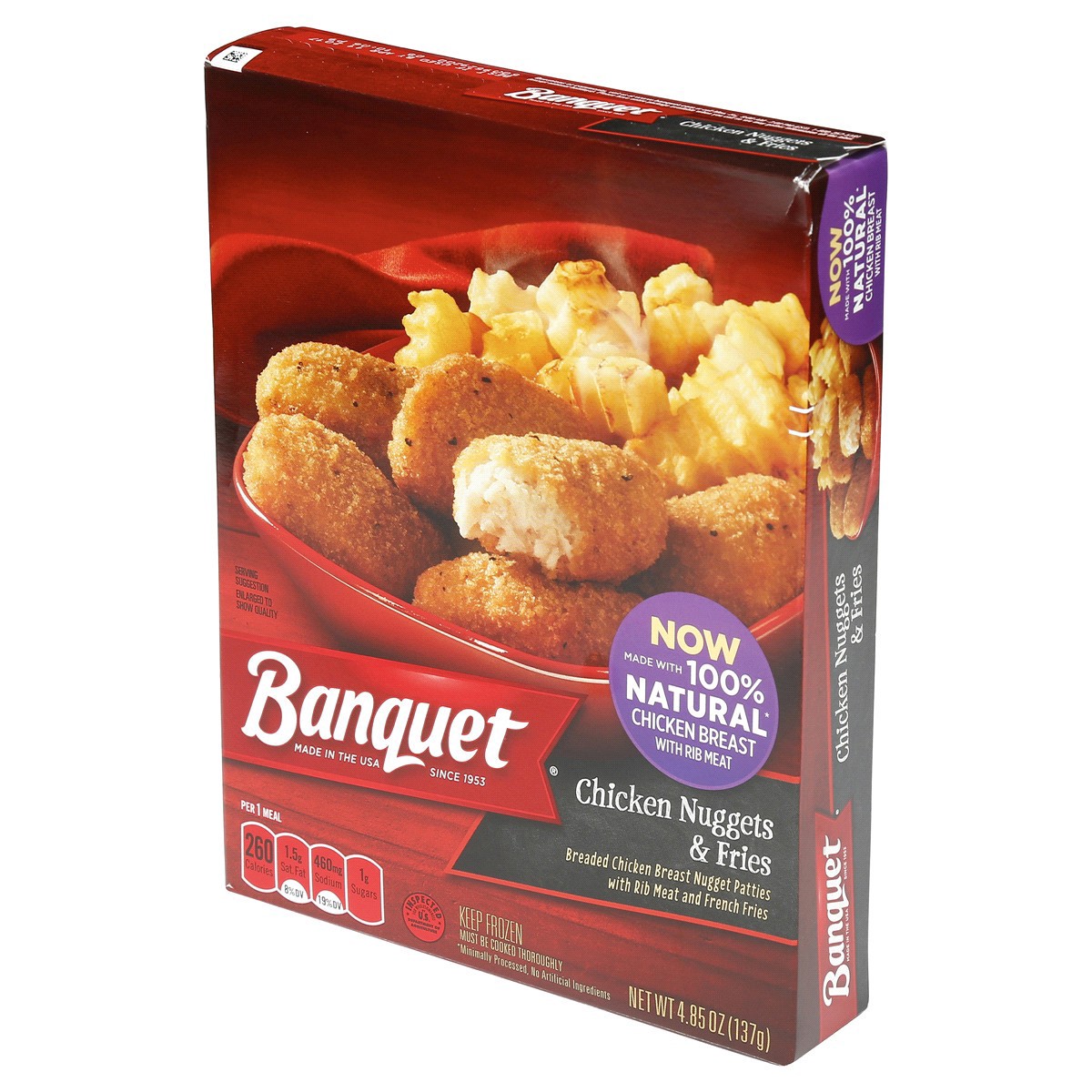 slide 5 of 7, Banquet Basic Chicken Nuggets and Fries Frozen Single Serve Meal, 4.85 Ounce, 4.85 oz