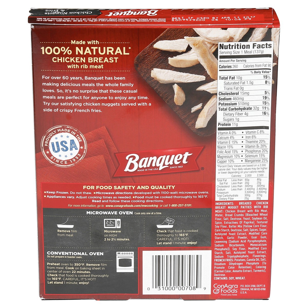 slide 4 of 7, Banquet Basic Chicken Nuggets and Fries Frozen Single Serve Meal, 4.85 Ounce, 4.85 oz