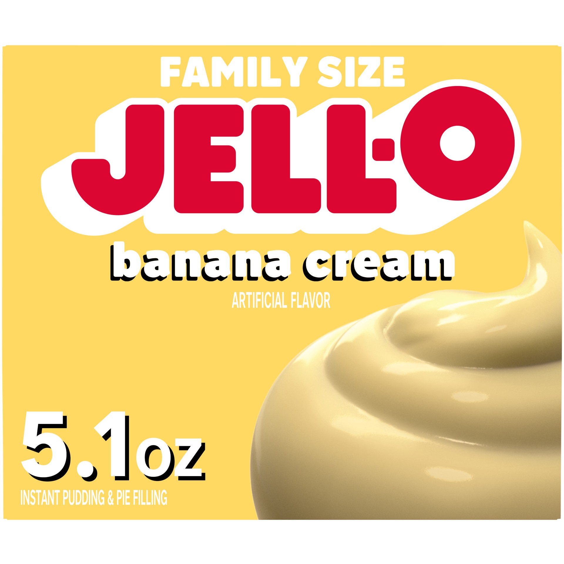 slide 1 of 5, Jell-O Banana Cream Artificially Flavored Instant Pudding & Pie Filling Mix, Family Size, 5.1 oz. Box, 5.1 oz