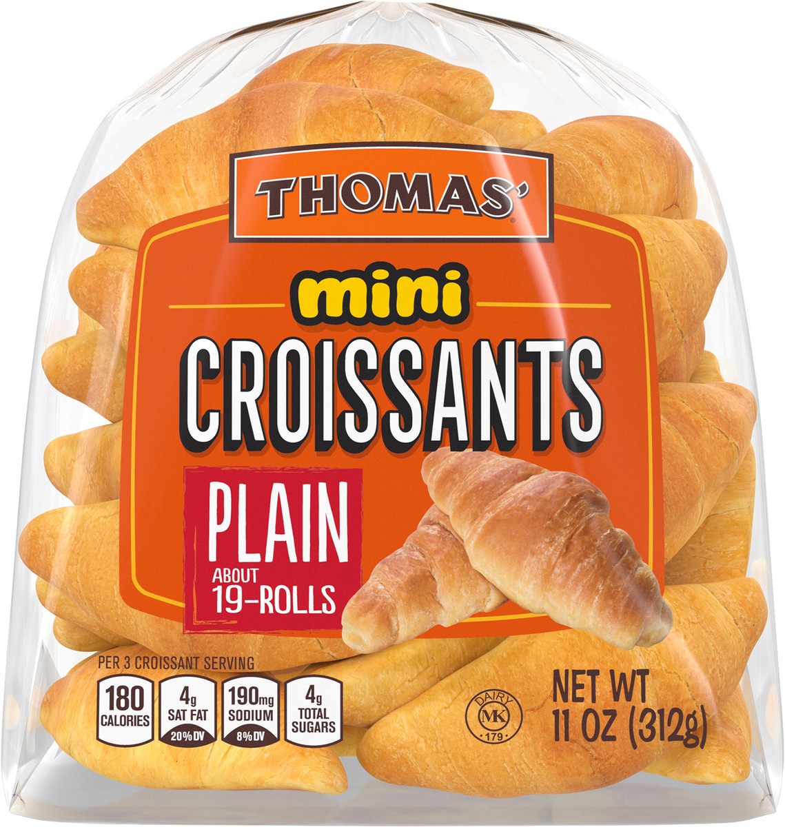 slide 5 of 9, Thomas' Plain Mini Croissants, 19 count, 11 oz, 19 ct