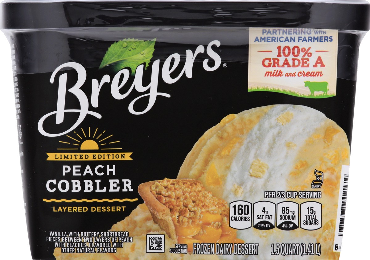 slide 6 of 13, Breyer's Breyers Frozen Dessert with Dairy Layered Dessert Peach Cobbler, 48 oz, 48 oz