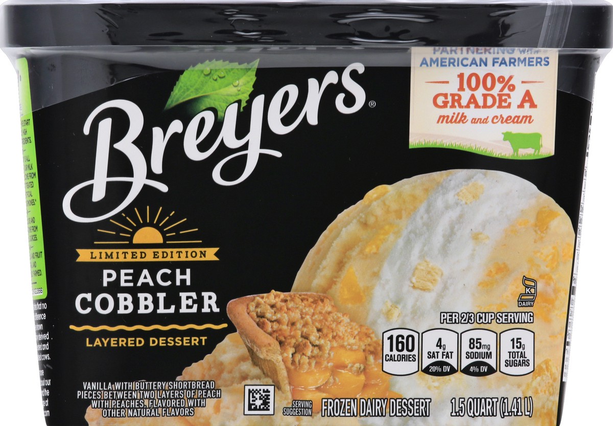 slide 11 of 13, Breyer's Breyers Frozen Dessert with Dairy Layered Dessert Peach Cobbler, 48 oz, 48 oz