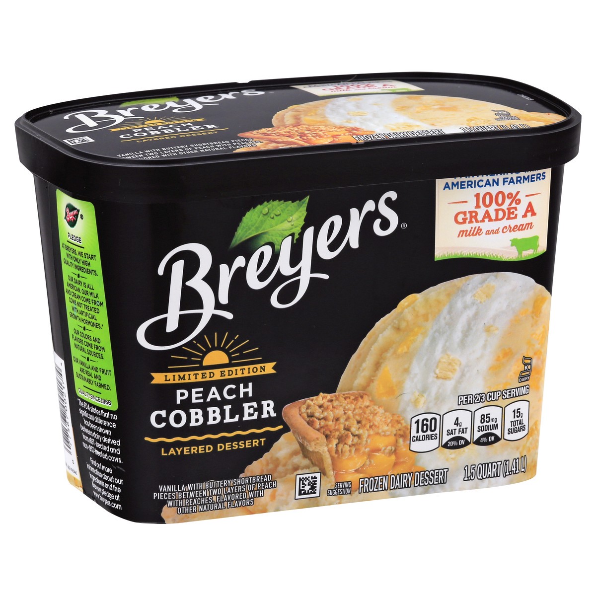 slide 8 of 13, Breyer's Breyers Frozen Dessert with Dairy Layered Dessert Peach Cobbler, 48 oz, 48 oz