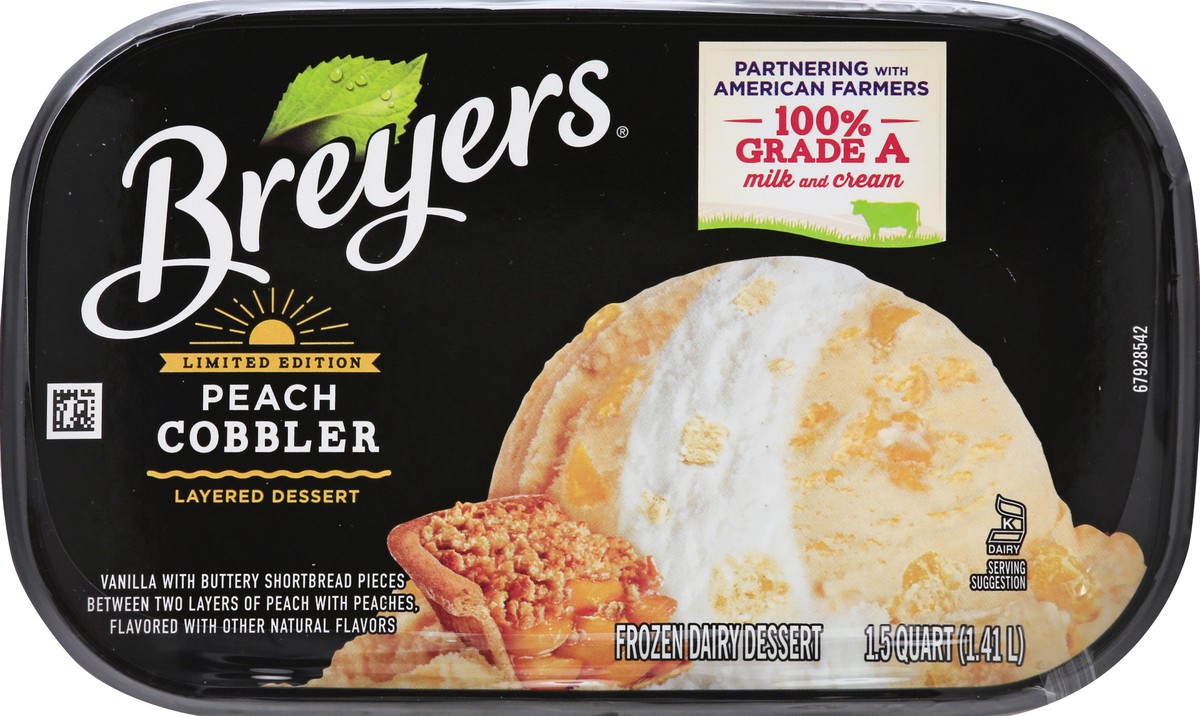 slide 3 of 13, Breyer's Breyers Frozen Dessert with Dairy Layered Dessert Peach Cobbler, 48 oz, 48 oz