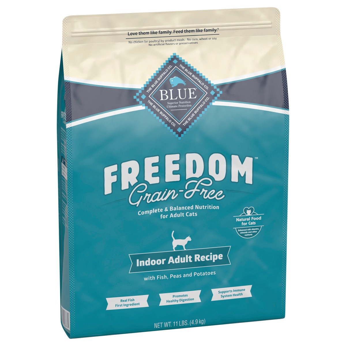 slide 4 of 9, Blue Buffalo Blue Freedom Grain-Free Adult Indoor Fish Recipe Dry Cat Food, 11 lb