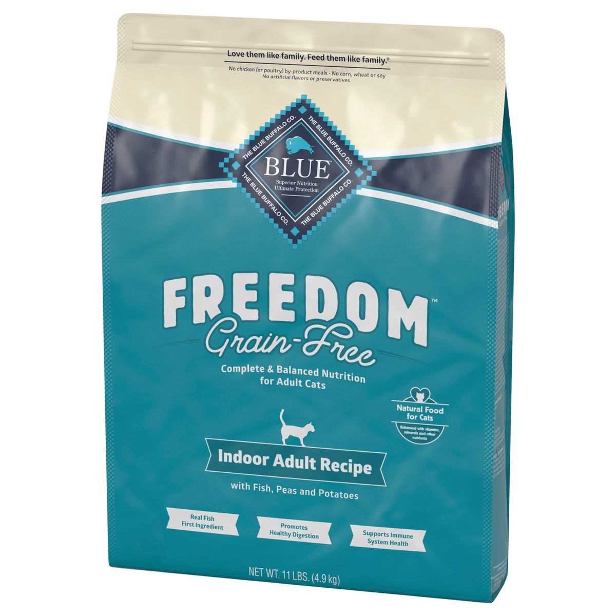 slide 2 of 9, Blue Buffalo Blue Freedom Grain-Free Adult Indoor Fish Recipe Dry Cat Food, 11 lb