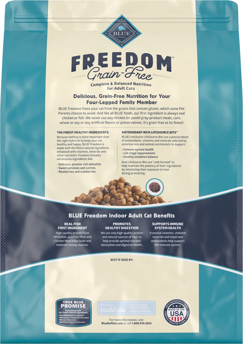 slide 7 of 9, Blue Buffalo Blue Freedom Grain-Free Adult Indoor Fish Recipe Dry Cat Food, 11 lb