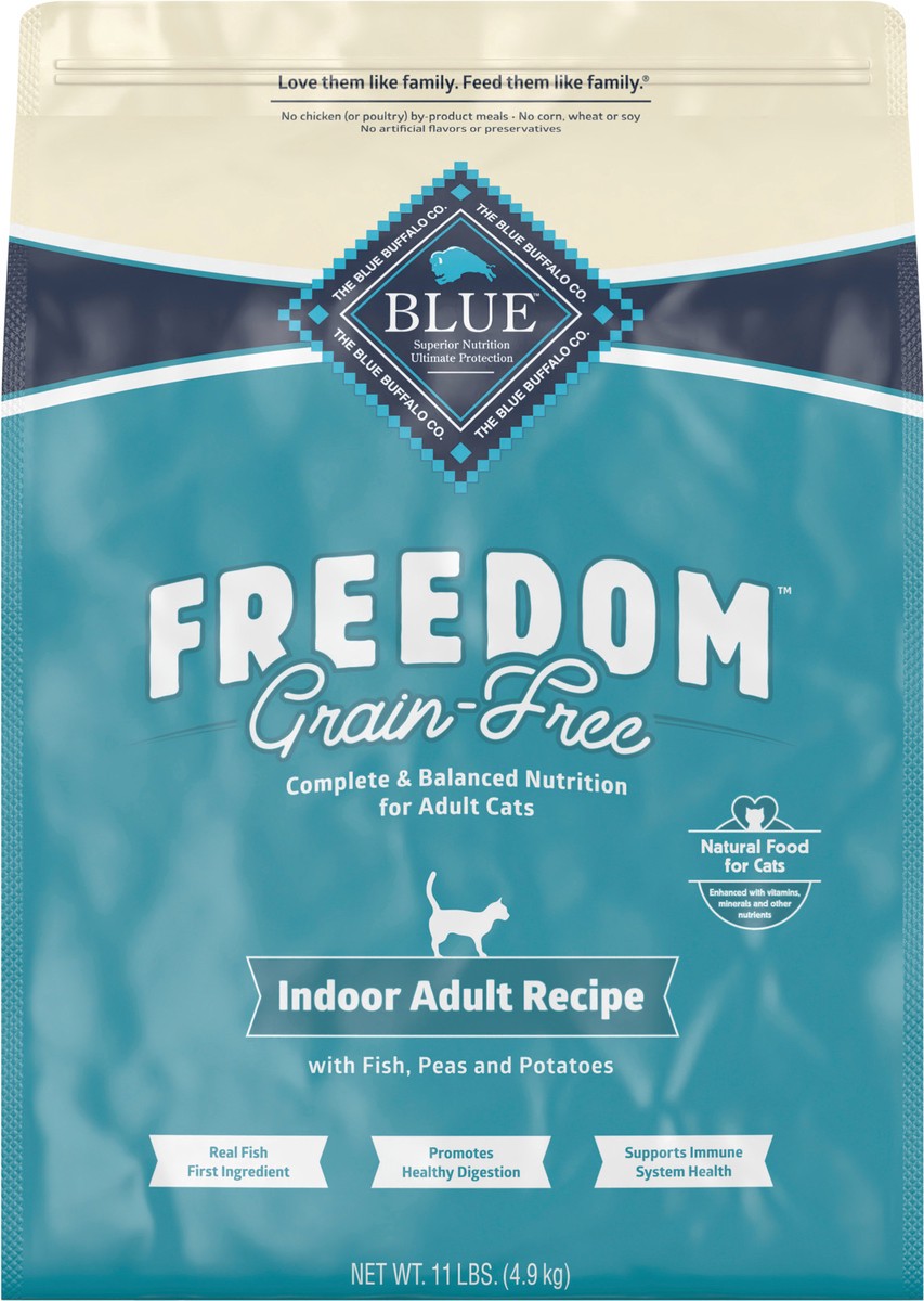 slide 2 of 9, Blue Buffalo Blue Freedom Grain-Free Adult Indoor Fish Recipe Dry Cat Food, 11 lb
