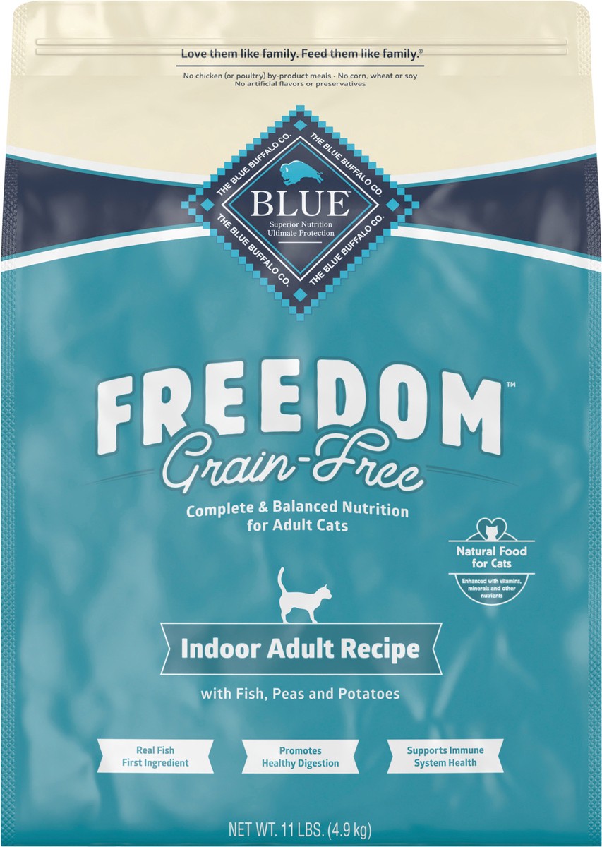 slide 6 of 9, Blue Buffalo Blue Freedom Grain-Free Adult Indoor Fish Recipe Dry Cat Food, 11 lb