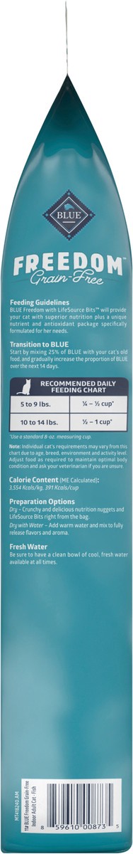 slide 9 of 9, Blue Buffalo Blue Freedom Grain-Free Adult Indoor Fish Recipe Dry Cat Food, 11 lb