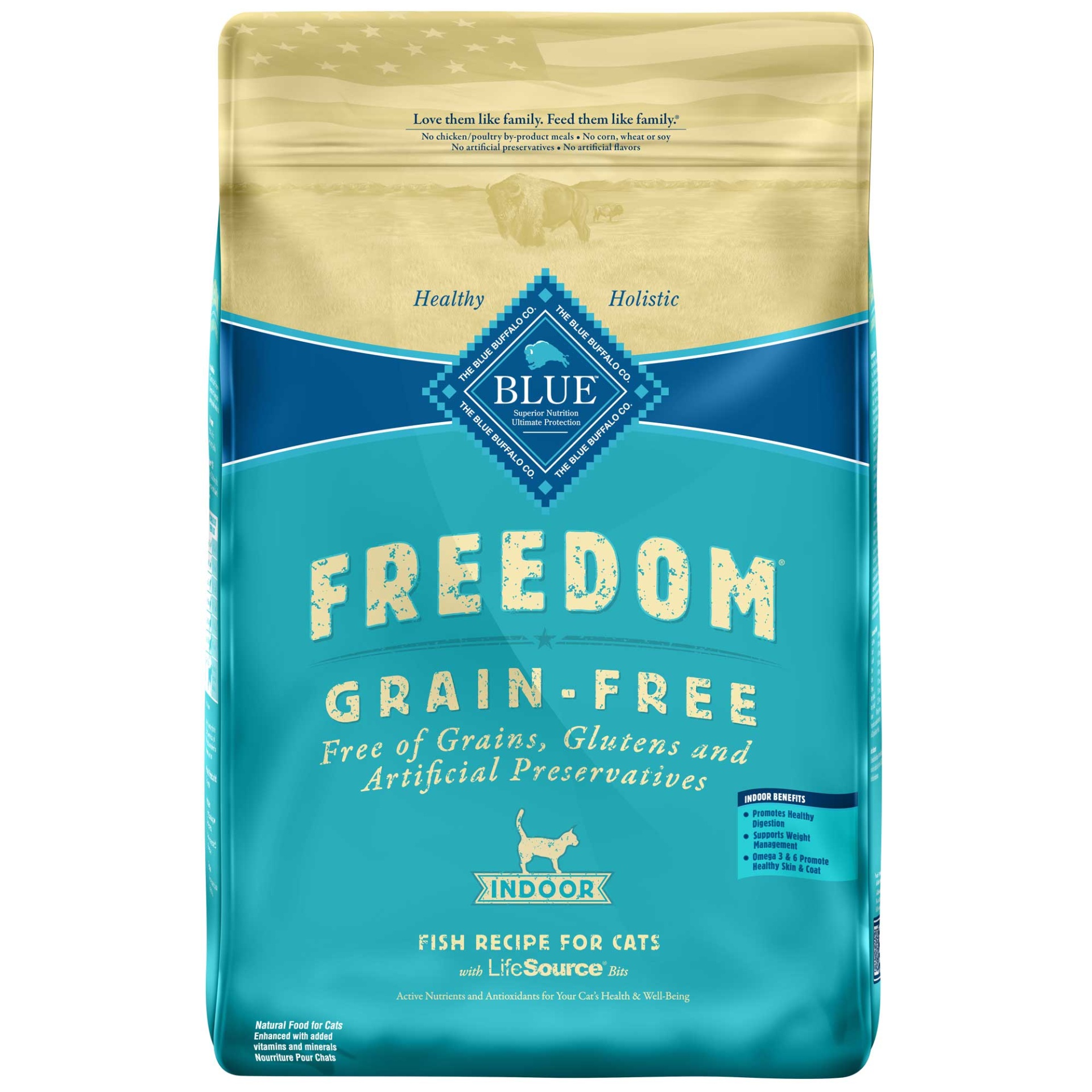 slide 1 of 1, Blue Buffalo Blue Freedom Grain-Free Adult Indoor Fish Recipe Dry Cat Food, 11 lb