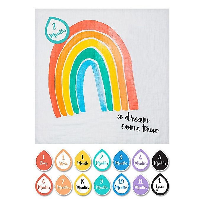 slide 1 of 3, Lulujo Baby A Dream Come True'' Rainbow Photo Blanket and Card Set'', 1 ct