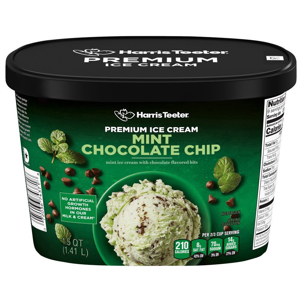 slide 2 of 4, Harris Teeter® Premium Mint Chocolate Chip Ice Cream Tub, 48 oz