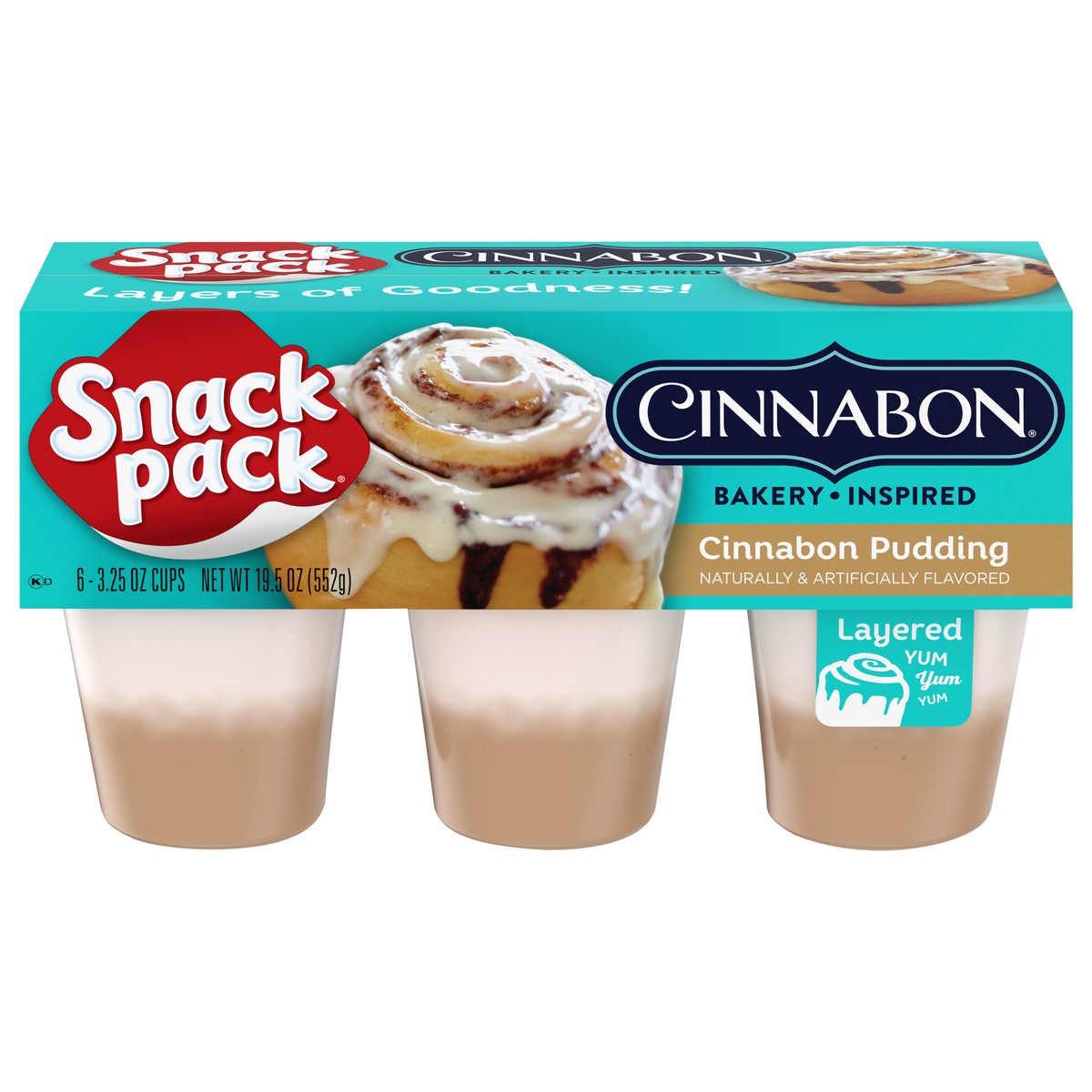 slide 1 of 5, Snack Pack Cinnabon Pudding 6 - 3.25 oz Cups, 6 ct