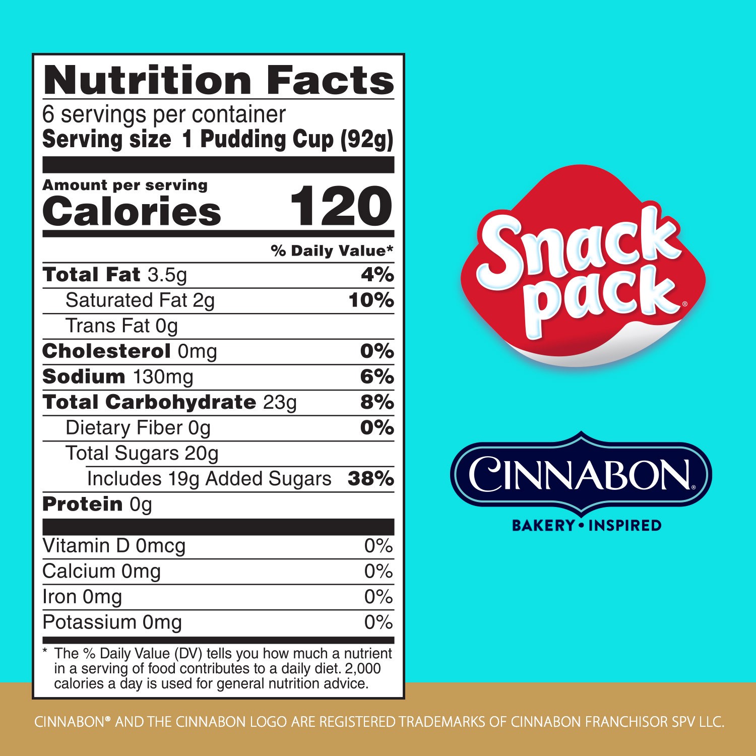 slide 5 of 5, Snack Pack Cinnabon Pudding 6 - 3.25 oz Cups, 6 ct