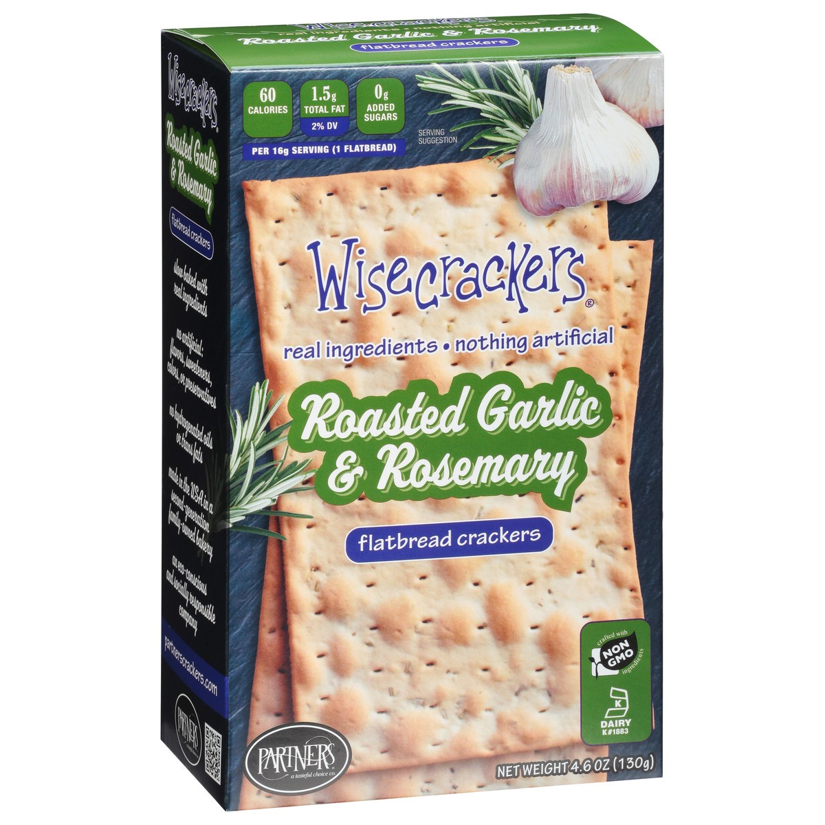 slide 7 of 9, Wisecrackers Flatbread Roasted Garlic & Rosemary Crackers 4.6 oz, 4.6 oz