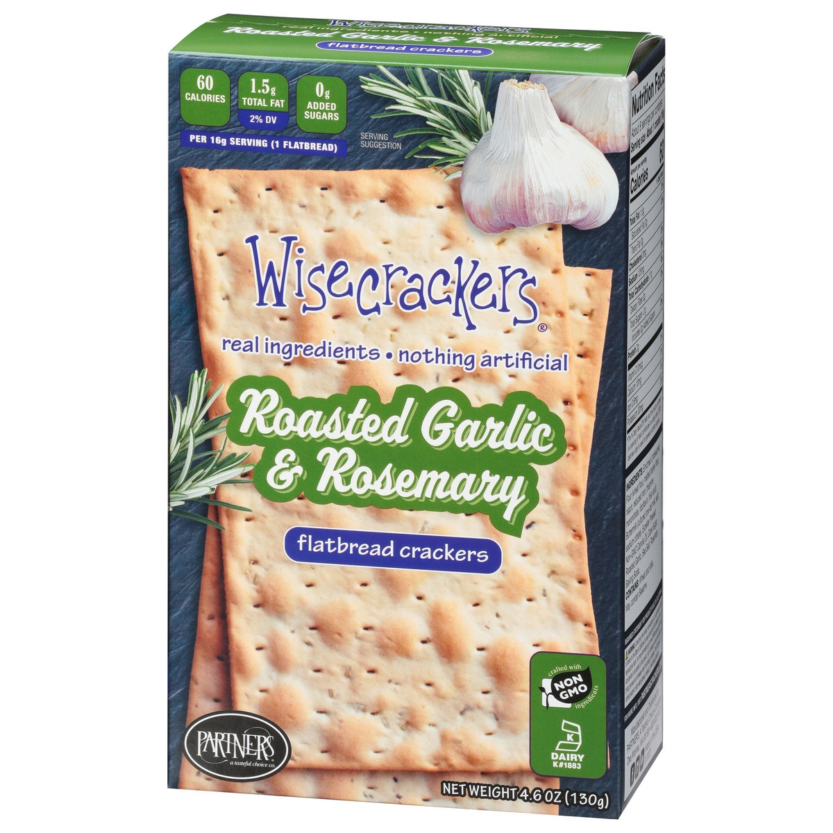 slide 9 of 9, Wisecrackers Flatbread Roasted Garlic & Rosemary Crackers 4.6 oz, 4.6 oz